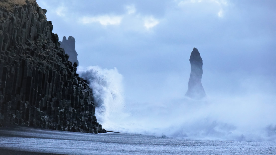 Waves at Reynisfjara black beach