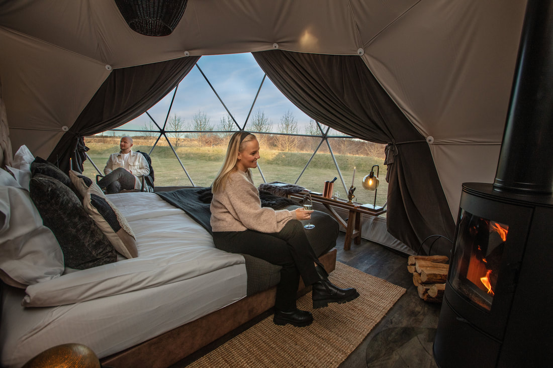 ​Enjoy spectacular nature from the comfort of the cozy Luxury Dome in Reykjavík Iceland.
